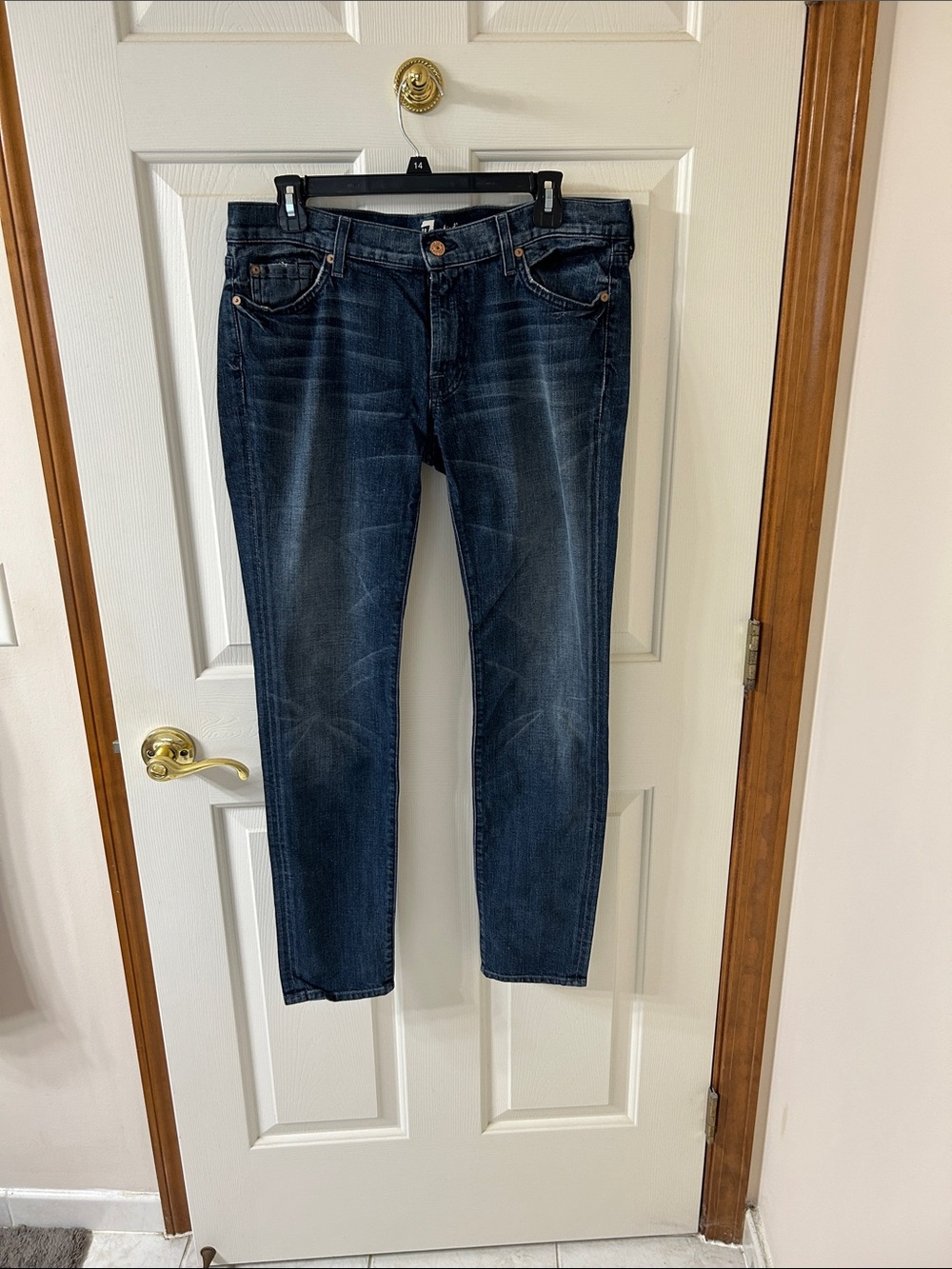 7 For All Mankind Dark Wash Blue Skinny Jeans